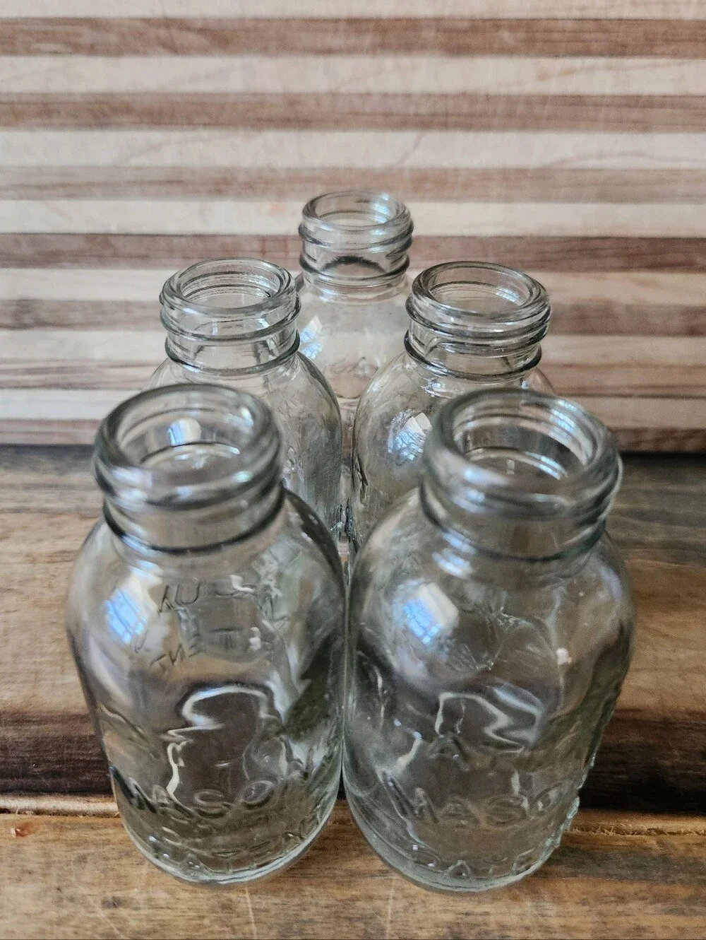 Vintage Atlas Mason Bottles 3 oz. 5 total